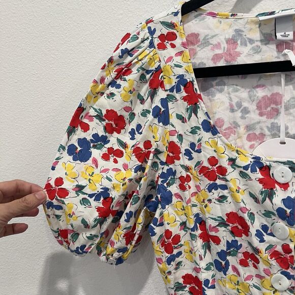 RIXO LONDON Floral Short Sleeve Button Up Dress Size 4 NWT Cute Party Vacation - Picture 6 of 11